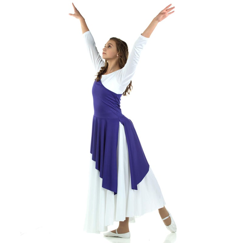 Danzcue Womenâ€™s Asymmetrical Dance Tunic Praise Dance Tunic for Women (White Dress Not Included), Deep Purple, Large-X-Large - Image 3
